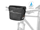 Clip-on handlebar bag attached to bike