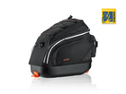 Clip-on bike commuter bag with hard base, reinforced, padded body.
