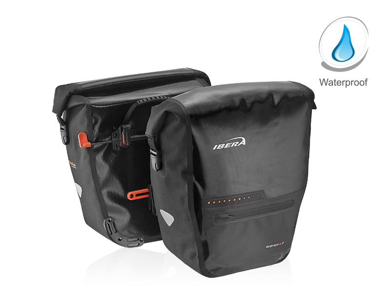 All-weather bike pannier bags on bike-black