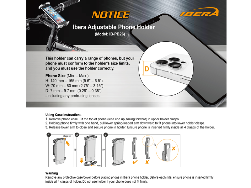 Adjustable Phone Holder with Bike Mount IB-PB26 – Ibera Bicycle Accessories